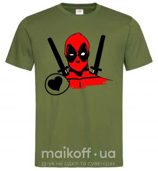 Чоловіча футболка Deadpool's love Оливковий фото