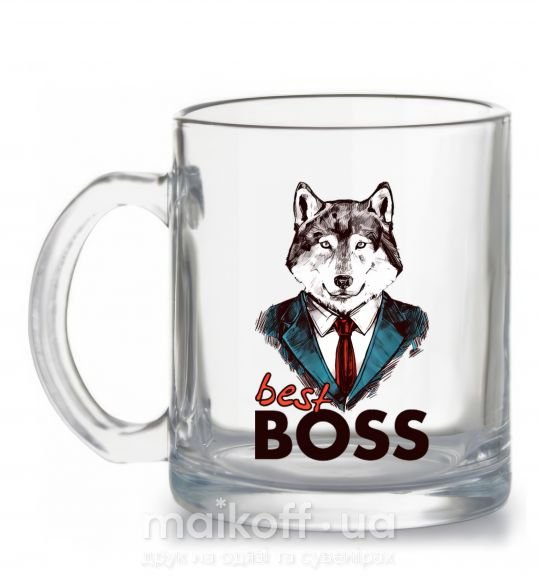 Чашка скляна Best Boss Прозорий фото