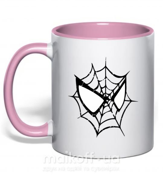 Чашка з кольоровою ручкою Spider man mask Ніжно рожевий фото