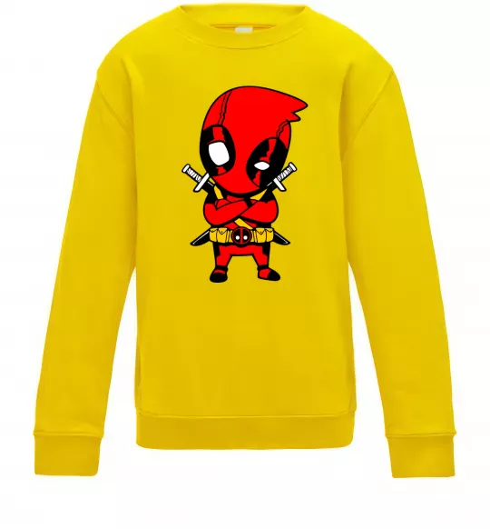 Детский Свитшот Дедпул з мечами Солнечно желтый фото