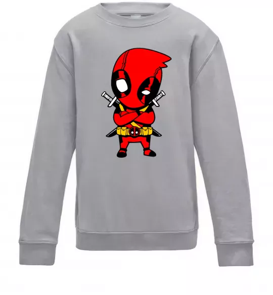 Детский Свитшот Дедпул з мечами Серый меланж фото