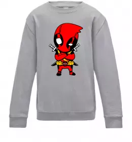 Дитячий світшот Дедпул з мечами Сірий меланж фото