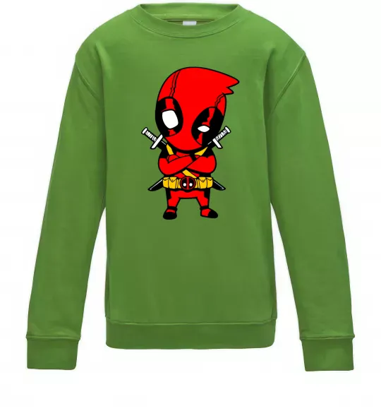 Детский Свитшот Дедпул з мечами Лаймовый фото