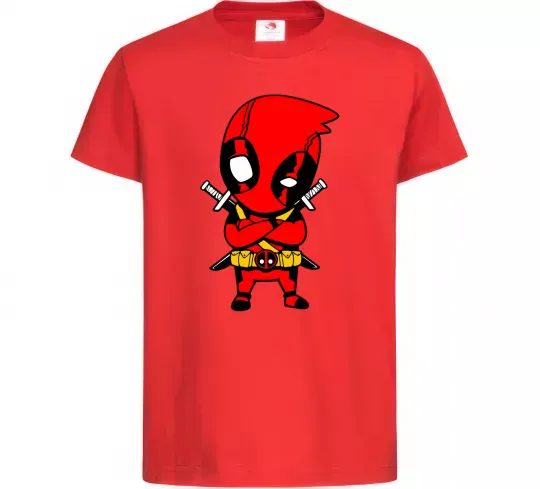Детская футболка Дедпул з мечами Красный фото