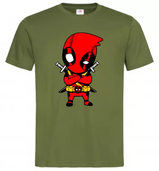 Чоловіча футболка Дедпул з мечами Оливковий фото