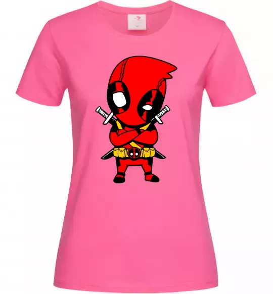 Женская футболка Дедпул з мечами Ярко-розовый фото