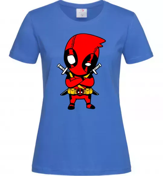 Женская футболка Дедпул з мечами Ярко-синий фото