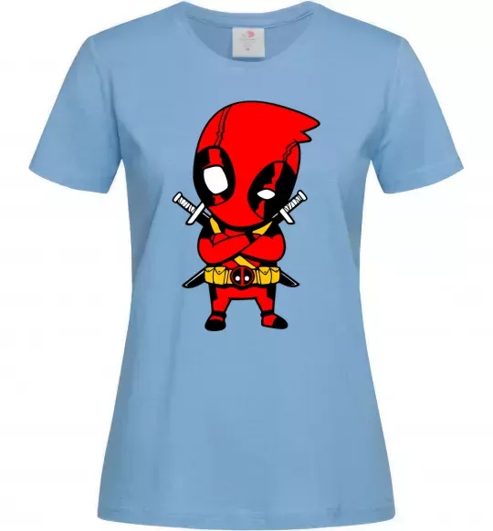 Женская футболка Дедпул з мечами Голубой фото