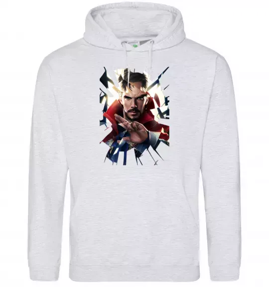 Мужская толстовка (худи) Доктор Стрендж скло Серый меланж фото