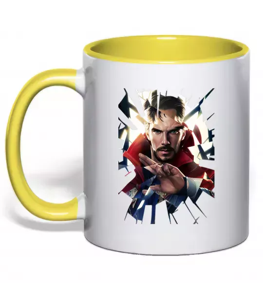 Чашка з кольоровою ручкою Доктор Стрендж скло Сонячно жовтий фото