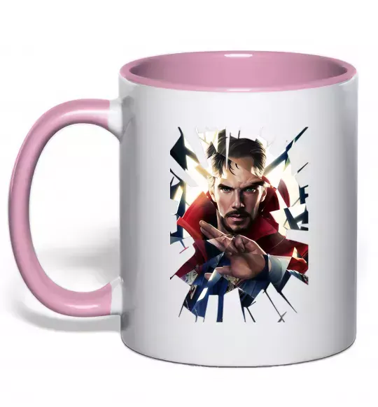 Чашка з кольоровою ручкою Доктор Стрендж скло Ніжно рожевий фото