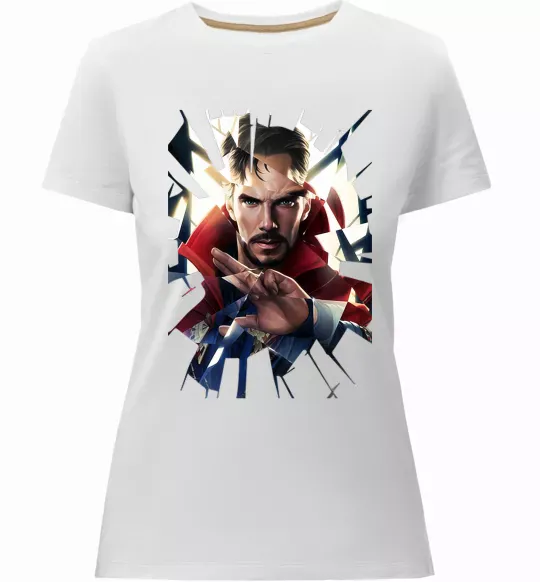 Женская премиум футболка Доктор Стрендж скло Белый фото