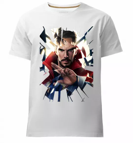 Мужская премиум футболка Доктор Стрендж скло Белый фото