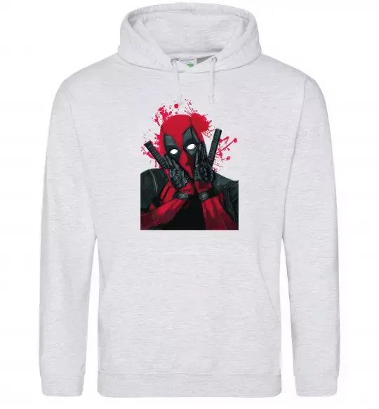 Жіноча толстовка (худі) Дедпул розчулюється Сірий меланж фото
