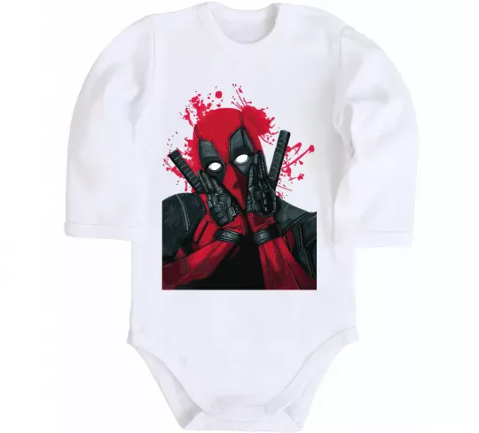 Дитячий бодік Дедпул розчулюється Білий фото