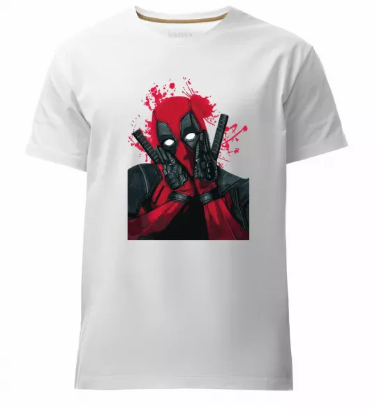 Мужская премиум футболка Дедпул розчулюється Белый фото