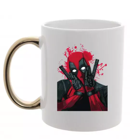 Чашка с цветной ручкой Дедпул розчулюється Золото фото