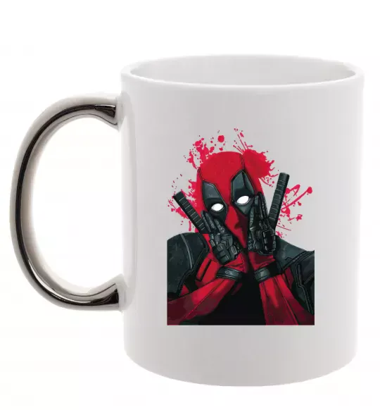 Чашка с цветной ручкой Дедпул розчулюється Серебро фото