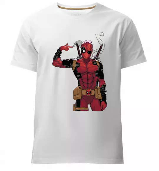 Чоловіча преміум футболка Дедпул рука Білий фото