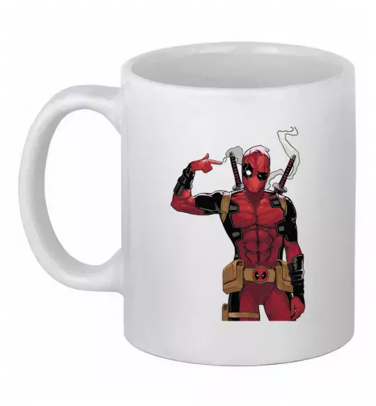Чашка керамічна Дедпул рука Білий фото