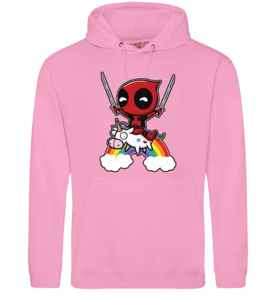 Чоловіча толстовка (худі) Дедпул на веселці Рожевий фото
