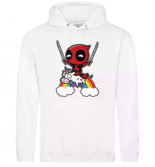Жіноча толстовка (худі) Дедпул на веселці Білий фото