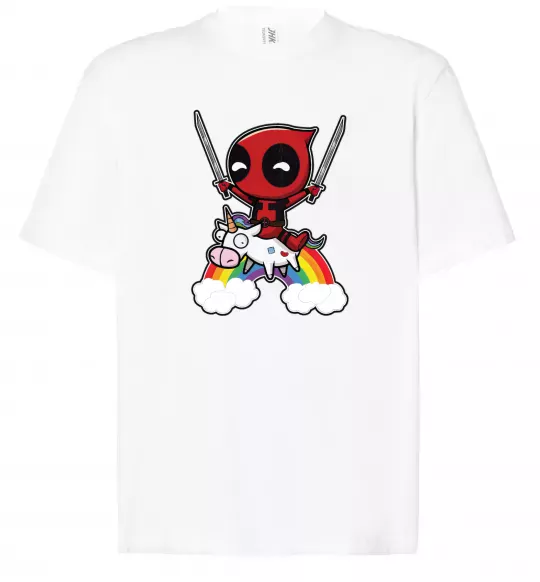 Футболка Оверсайз Дедпул на веселці Белый фото