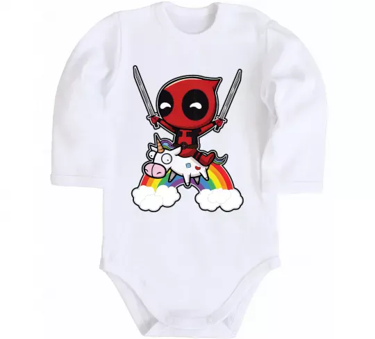 Детский боди Дедпул на веселці Белый фото