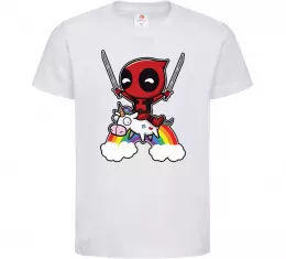 Детская футболка Дедпул на веселці Белый фото