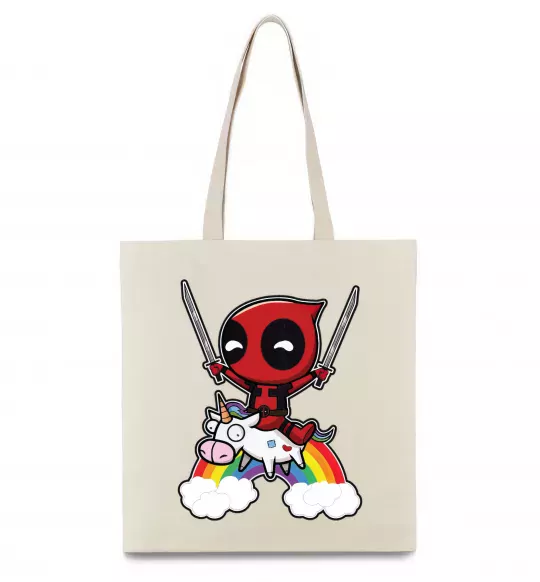 Эко-сумка Дедпул на веселці Бежевый фото