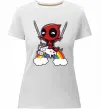 Женская премиум футболка Дедпул на веселці Белый фото