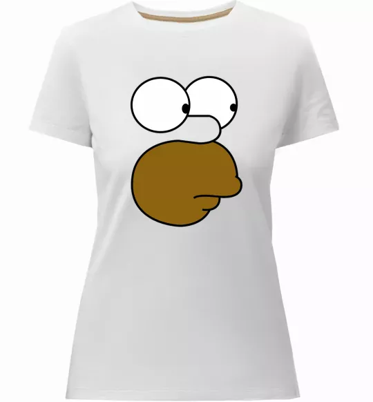 Женская премиум футболка Обличчя Гомера Белый фото