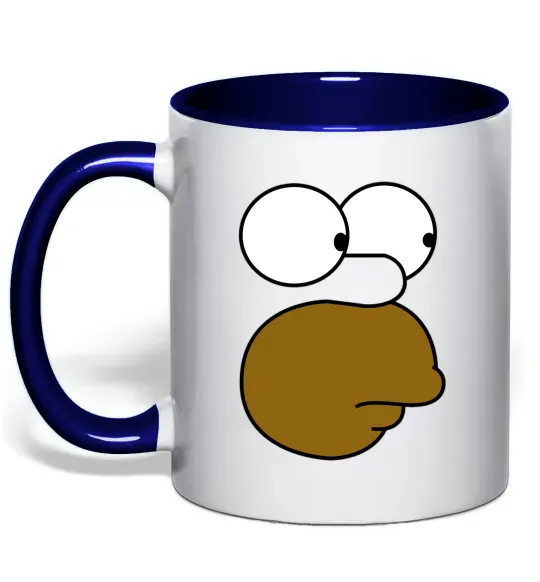 Чашка с цветной ручкой Обличчя Гомера Глубокий темно-синий фото