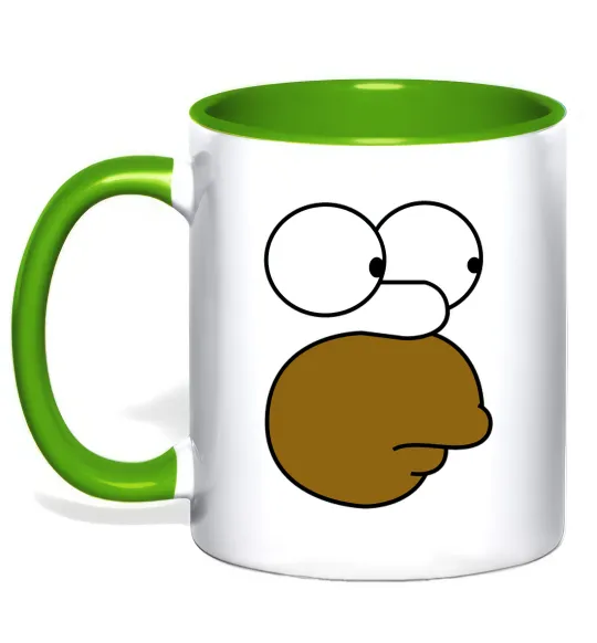 Чашка з кольоровою ручкою Обличчя Гомера Лаймовий фото