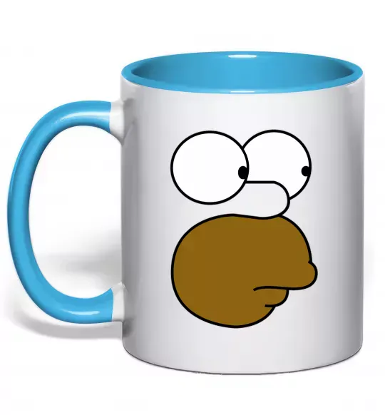 Чашка с цветной ручкой Обличчя Гомера Голубой фото