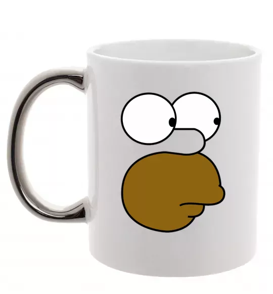 Чашка с цветной ручкой Обличчя Гомера Серебро фото