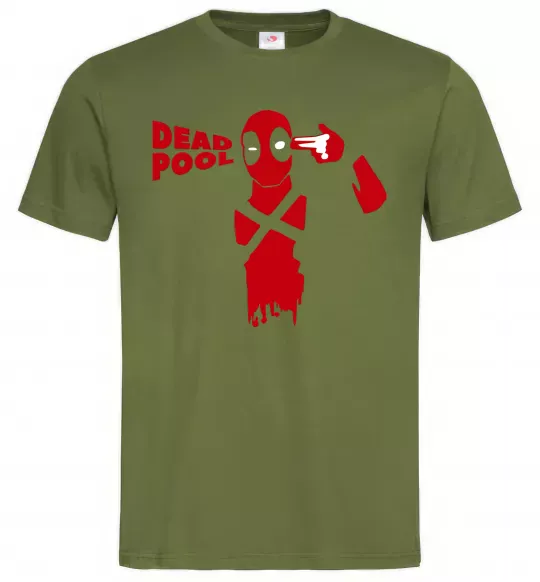 Мужская футболка Deadpool shot Оливковый фото