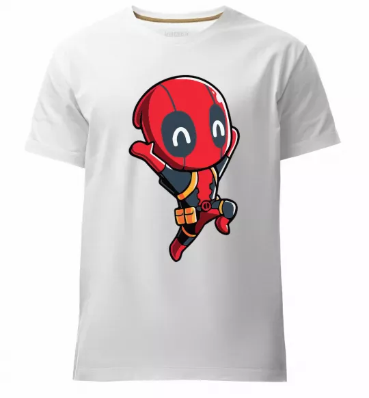 Мужская премиум футболка Happy deadpool Белый фото