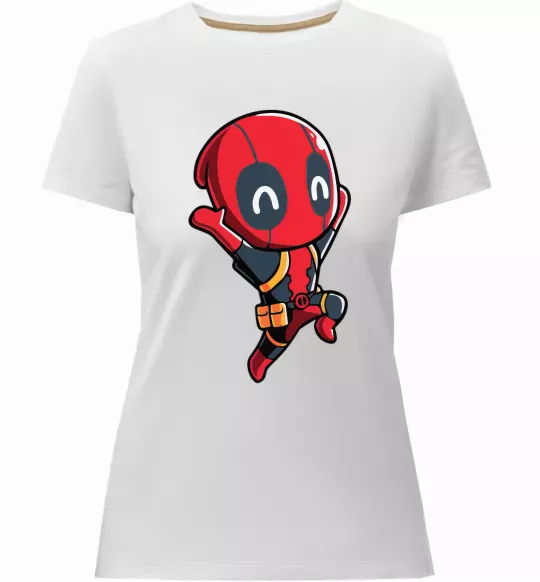 Жіноча преміум футболка Happy deadpool Білий фото
