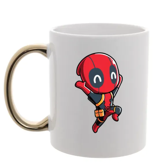 Чашка с цветной ручкой Happy deadpool Золото фото