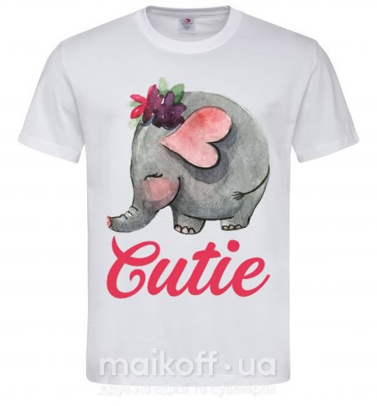 Мужская футболка Cutie elefant Белый фото