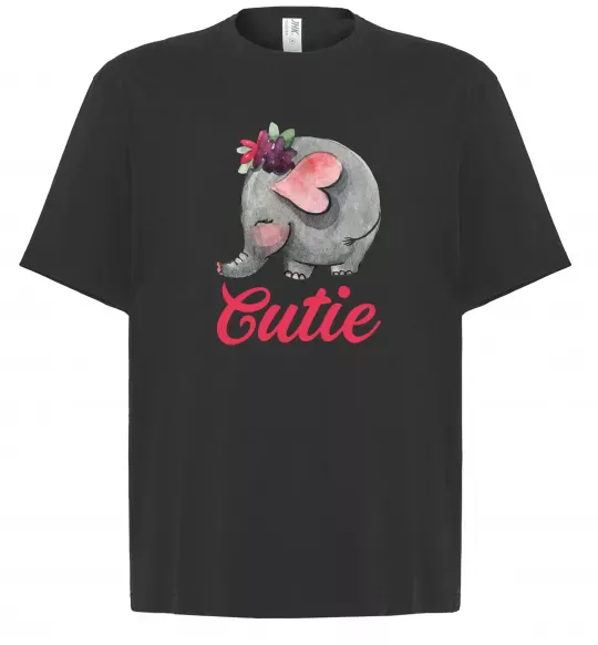 Футболка Оверсайз Cutie elefant Чорний фото