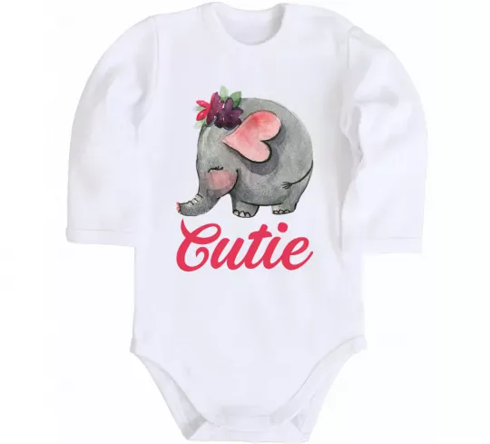 Дитячий бодік Cutie elefant Білий фото