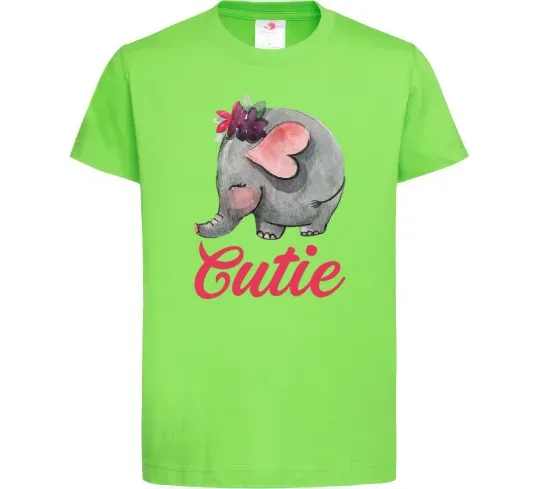 Дитяча футболка Cutie elefant Лаймовий фото