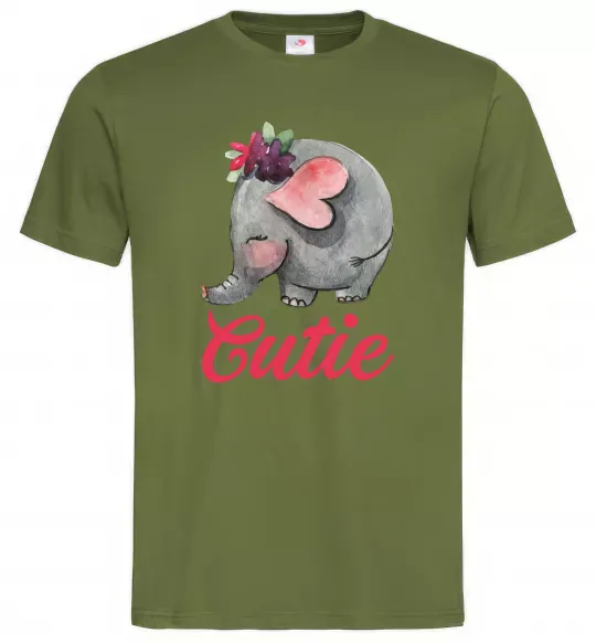 Чоловіча футболка Cutie elefant Оливковий фото