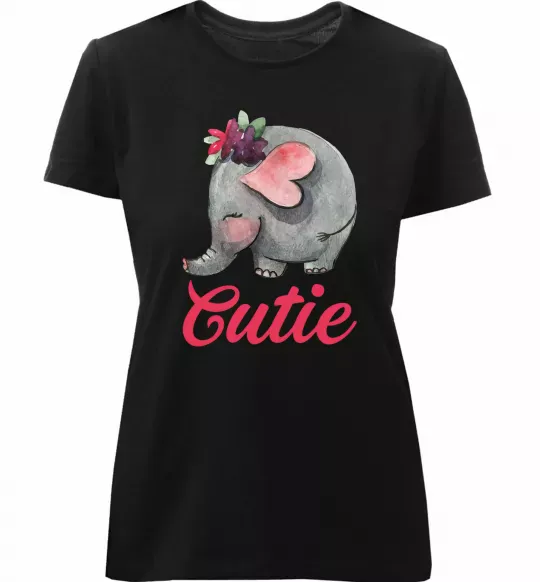 Жіноча преміум футболка Cutie elefant Чорний фото