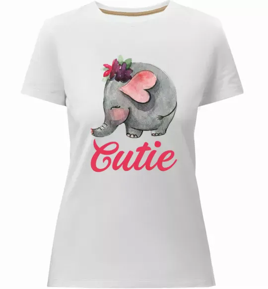 Жіноча преміум футболка Cutie elefant Білий фото
