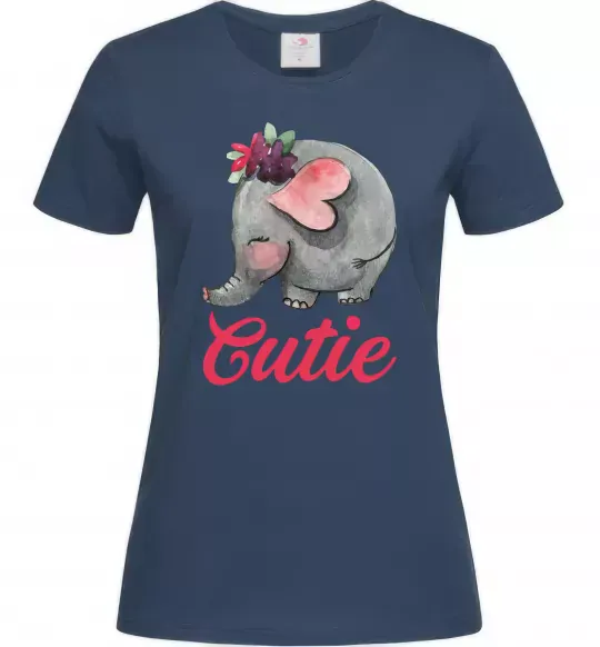 Жіноча футболка Cutie elefant Темно-синій фото