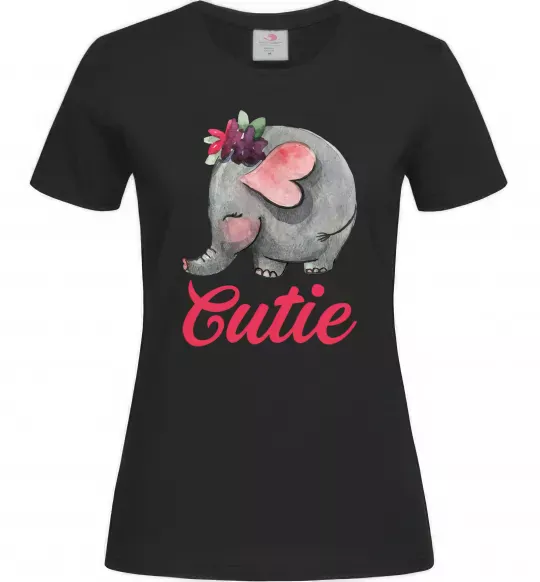 Жіноча футболка Cutie elefant Чорний фото