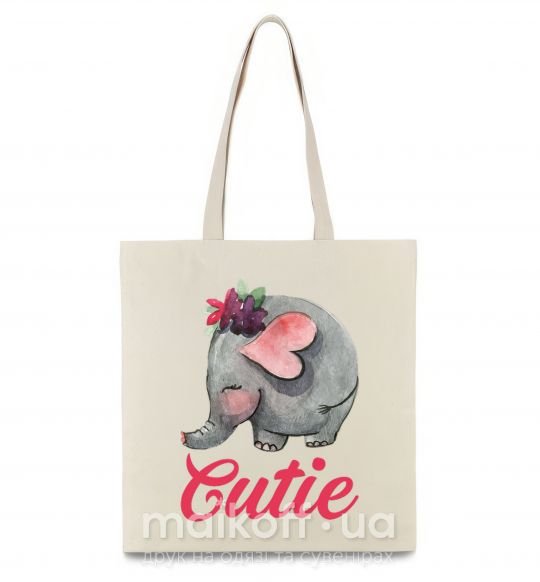 Еко-сумка Cutie elefant Бежевий фото